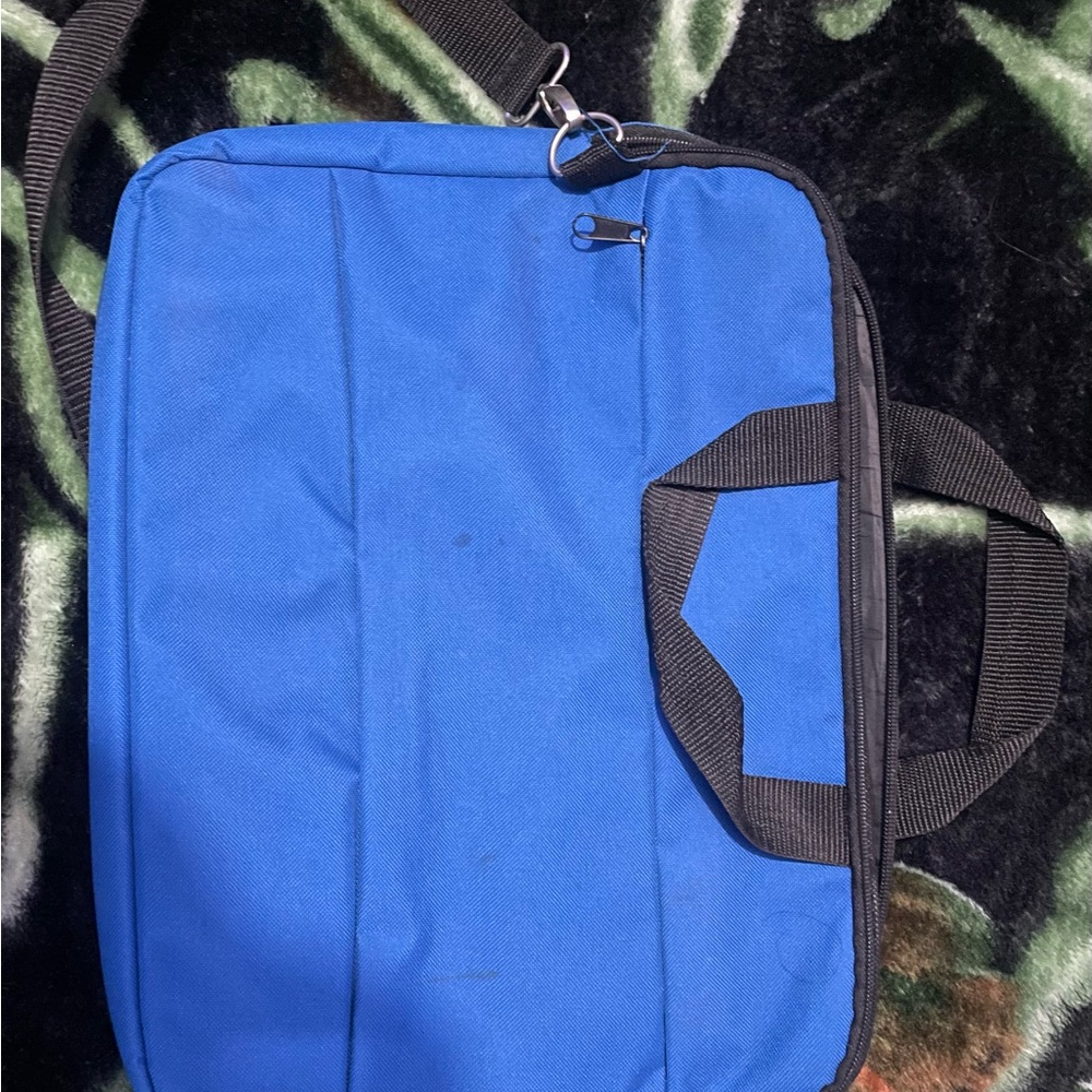 Blue two pocket laptop bag